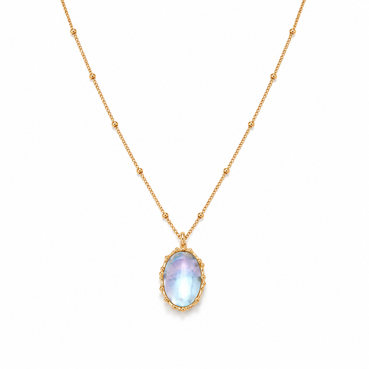 Mabe pearl pendant necklace with oval blue pearl and gold-tone chain