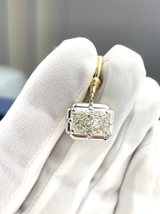 Gold lab diamond pendant with rectangular setting and single center stone