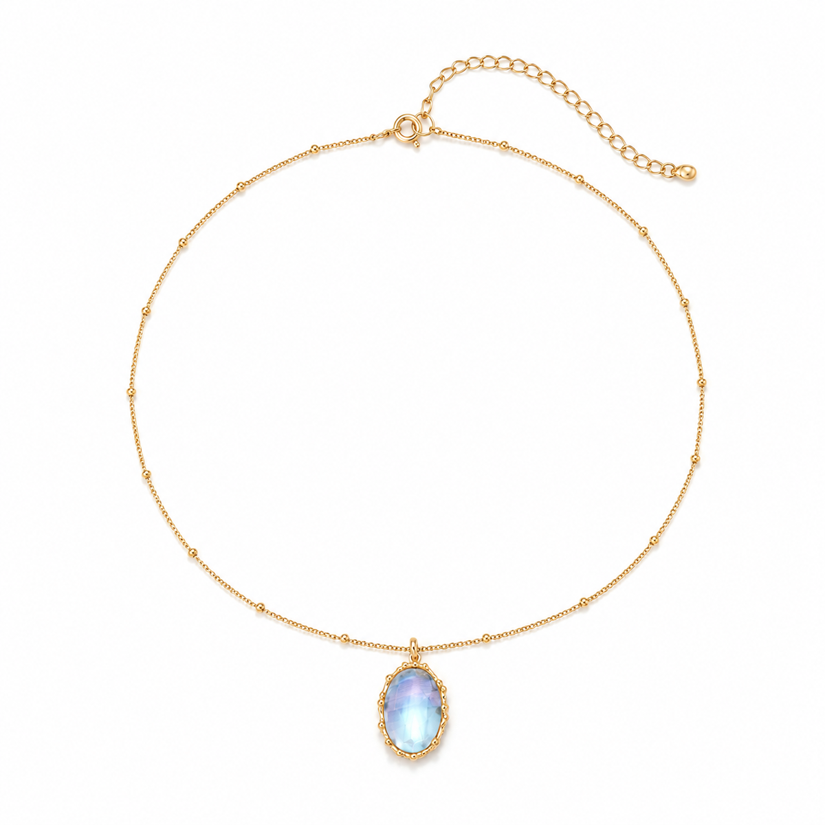 Mabe pearl pendant necklace with oval blue pearl pendant on fine gold chain