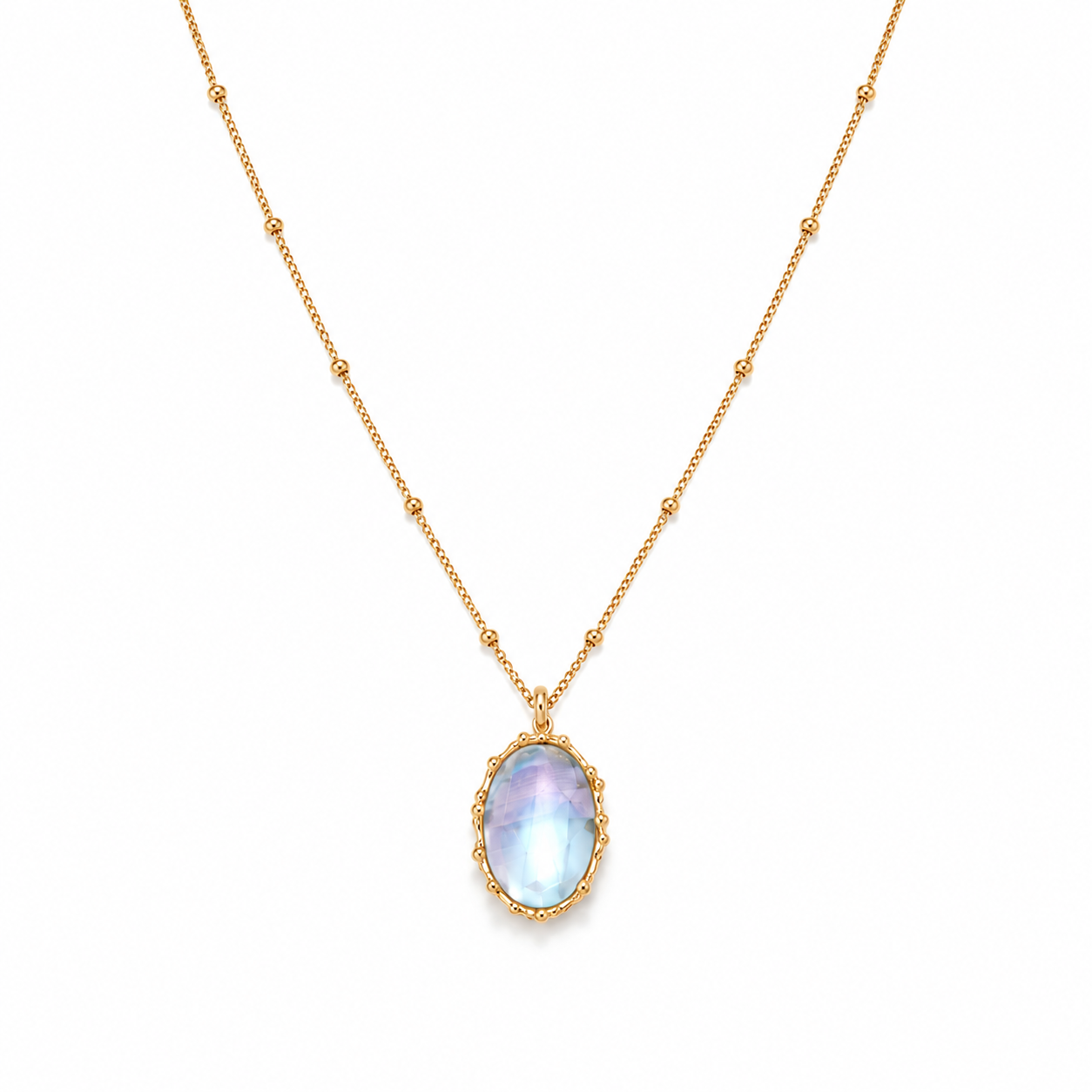Mabe pearl pendant necklace with oval blue pearl and gold-tone chain