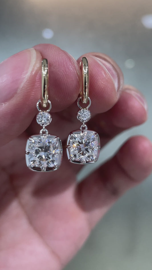Tūī Nest Cushion Lab Diamond Drop Earrings
