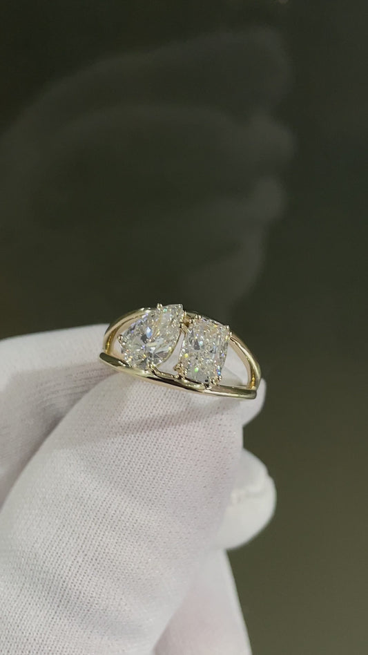 Twin Bloom Lab Diamond Ring